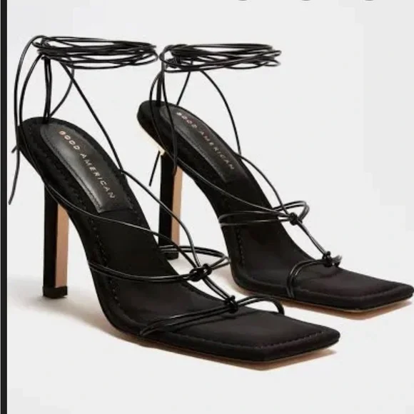 Good American Black Lace-Up Heels - Picture 3 of 9